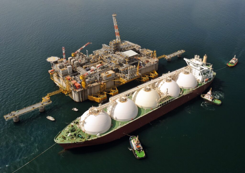 Floating LNG production and loading facility illustrating the coming wave of global LNG supply