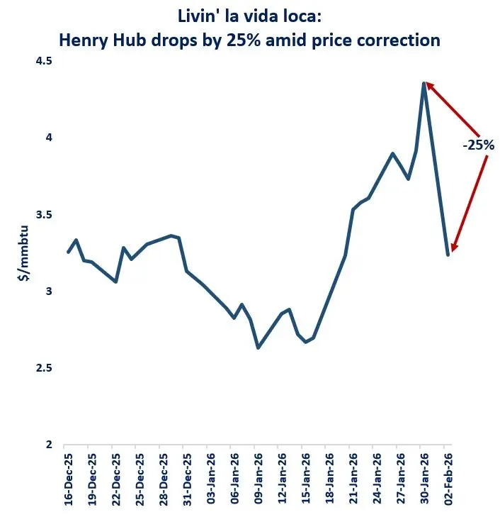 Henry Hub prices drop sharply in late January