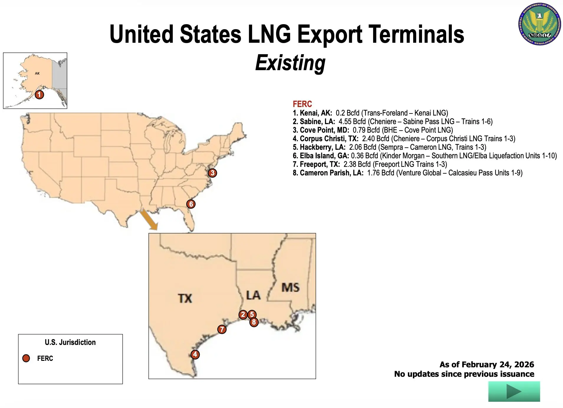 US LNG export terminals existing approved proposed map