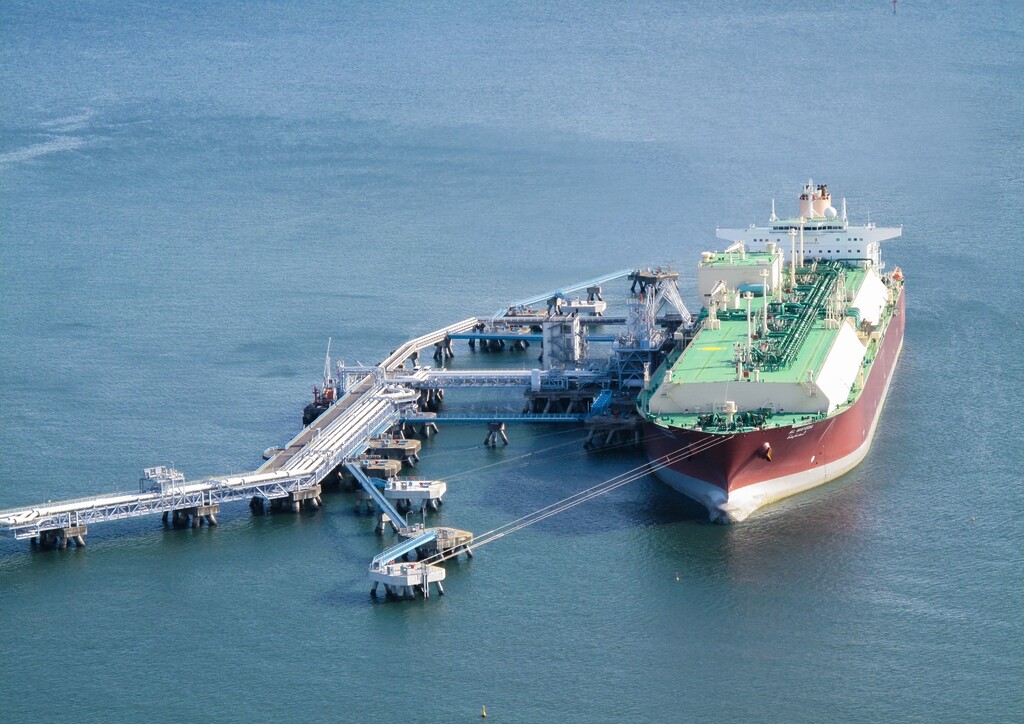 LNG carrier loading at export terminal in Qatar