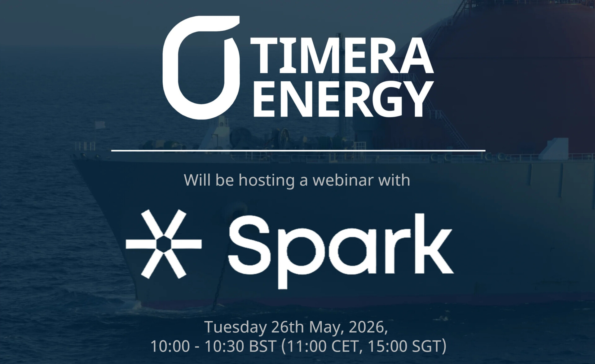 Atlantic LNG webinar hosted by Timera Energy and Spark on Strait of Hormuz disruption | Global LNG Hub | Global LNG Hub Promotional graphic for a Timera Energy and Spark webinar discussing how Strait of Hormuz disruption is reshaping Atlantic LNG markets.