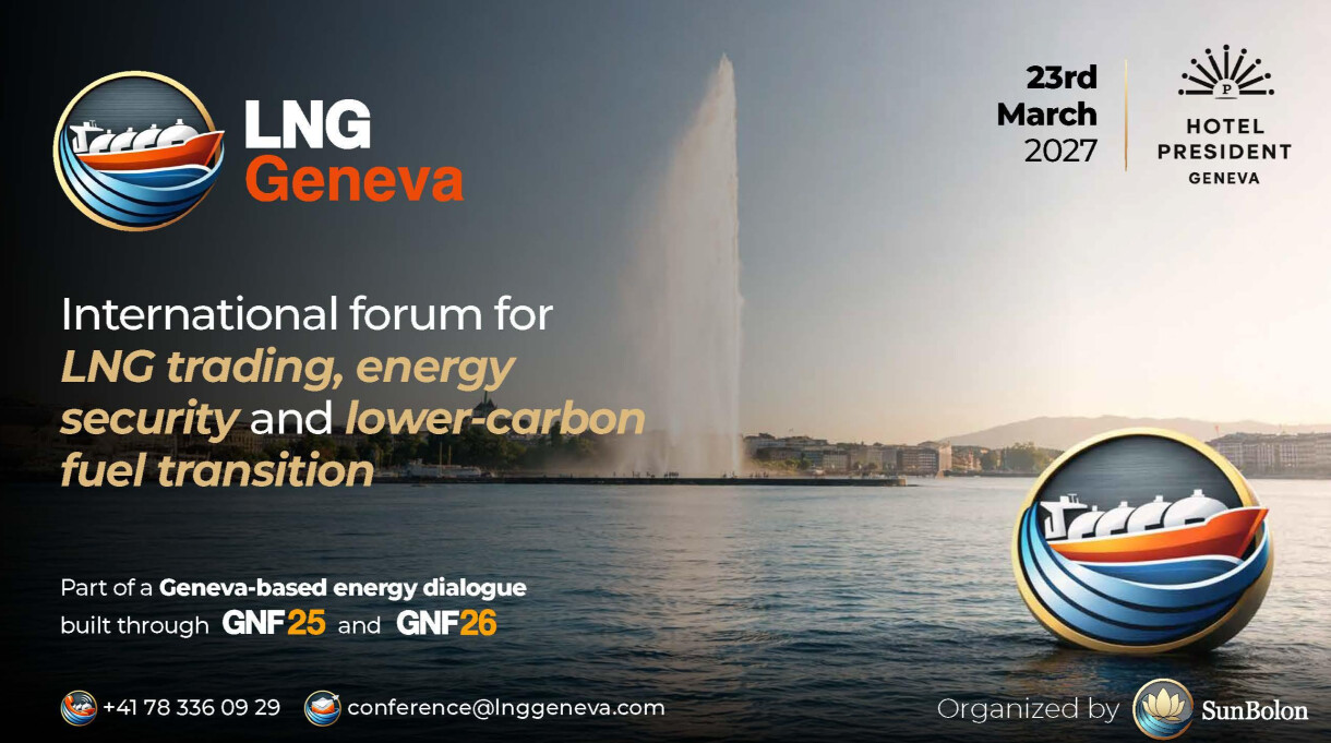 LNG Geneva 2027 conference promoting LNG trading, energy security and lower-carbon fuel transition, taking place on 23 March 2027 at Hotel President Geneva