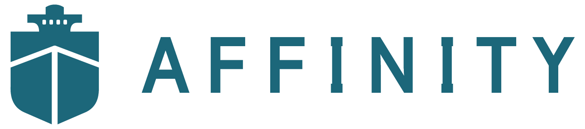 Affinity logo with a teal shield crest on the left and the word AFFINITY in teal letters on the right.