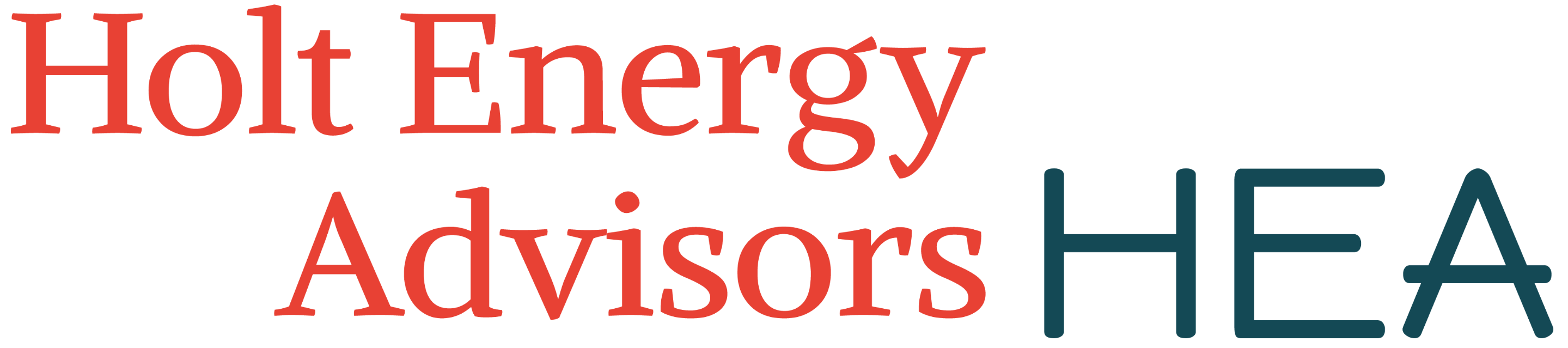 Logo for Holt Energy Advisors, with the words Holt Energy Advisors in red and the acronym HFEA in teal.