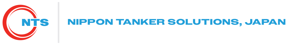 NTS logo with a red circular swirl emblem and blue text: Nippon Tanker Solutions, Japan.