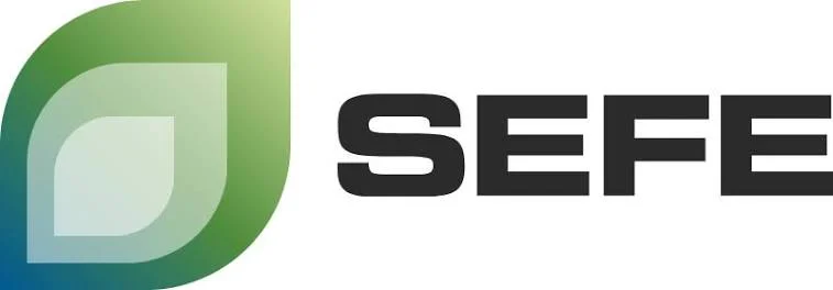 SEFE logo: green gradient leaf-shaped icon on the left and bold black 'SEFE' wordmark on white background.