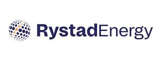 Rystad Energy logo with a dotted globe icon to the left of the blue wordmark.